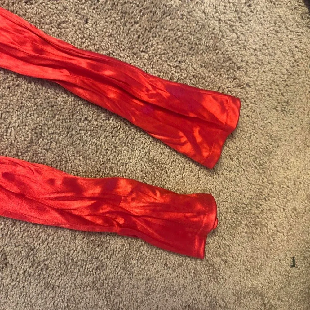 Red satin gloves